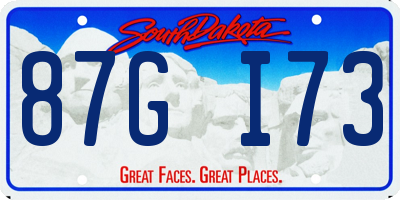 SD license plate 87GI73
