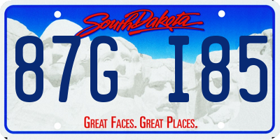 SD license plate 87GI85