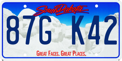 SD license plate 87GK42