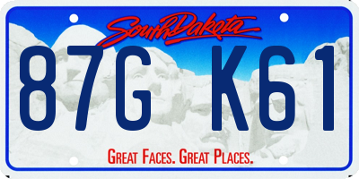 SD license plate 87GK61