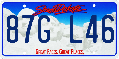 SD license plate 87GL46