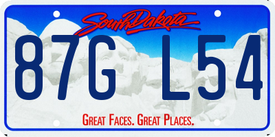 SD license plate 87GL54