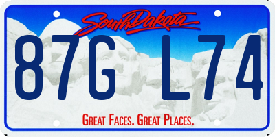 SD license plate 87GL74