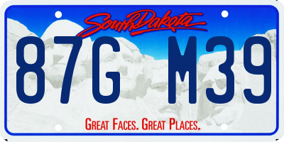 SD license plate 87GM39