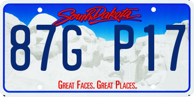 SD license plate 87GP17