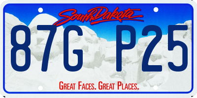 SD license plate 87GP25