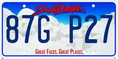 SD license plate 87GP27
