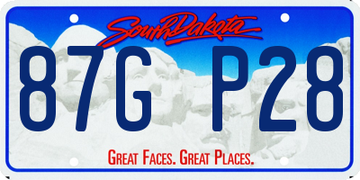 SD license plate 87GP28