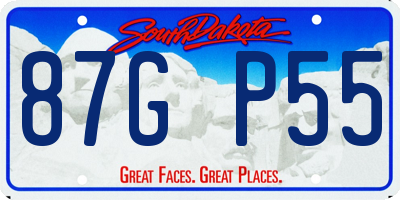 SD license plate 87GP55