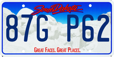 SD license plate 87GP62