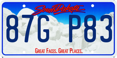 SD license plate 87GP83