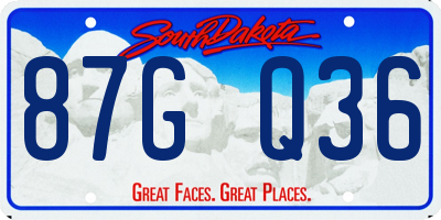 SD license plate 87GQ36