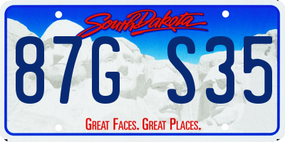 SD license plate 87GS35