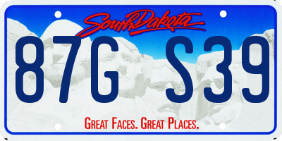 SD license plate 87GS39