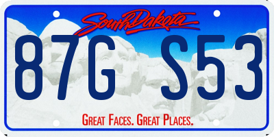 SD license plate 87GS53