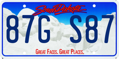 SD license plate 87GS87