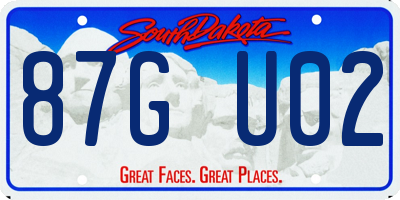 SD license plate 87GU02