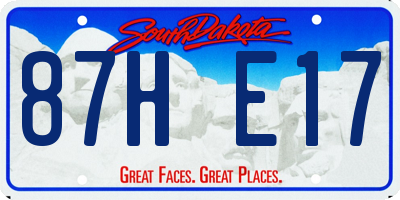 SD license plate 87HE17
