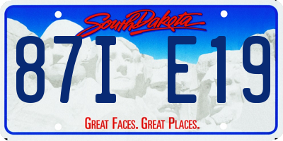 SD license plate 87IE19