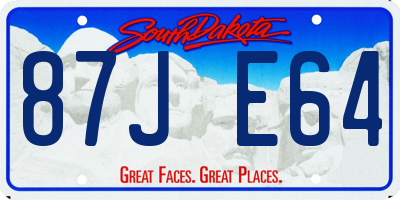 SD license plate 87JE64