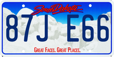 SD license plate 87JE66