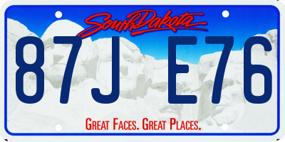 SD license plate 87JE76