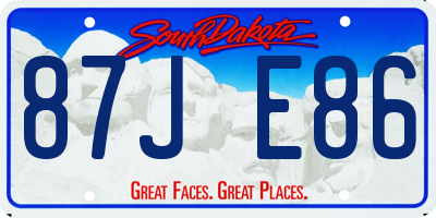 SD license plate 87JE86