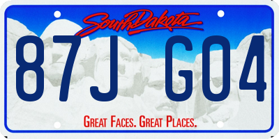 SD license plate 87JG04