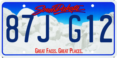 SD license plate 87JG12