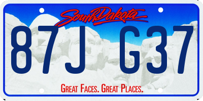 SD license plate 87JG37