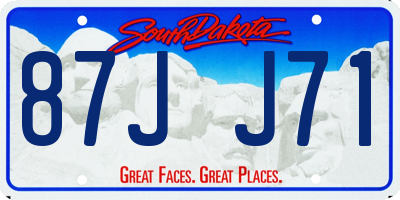 SD license plate 87JJ71