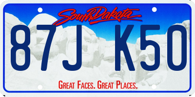 SD license plate 87JK50