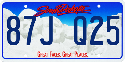 SD license plate 87JQ25