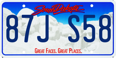 SD license plate 87JS58