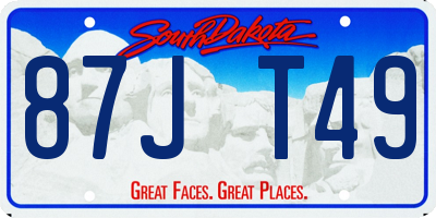 SD license plate 87JT49