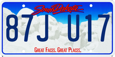 SD license plate 87JU17