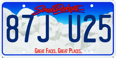 SD license plate 87JU25