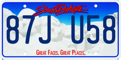 SD license plate 87JU58