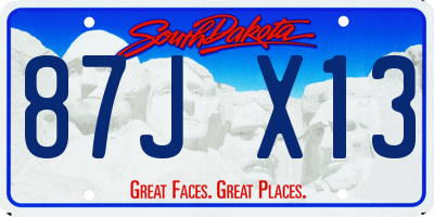 SD license plate 87JX13