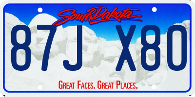SD license plate 87JX80