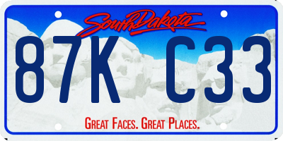 SD license plate 87KC33