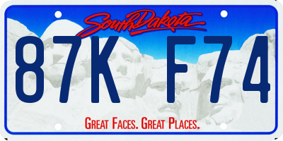 SD license plate 87KF74