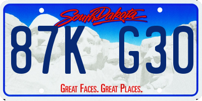 SD license plate 87KG30