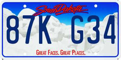 SD license plate 87KG34
