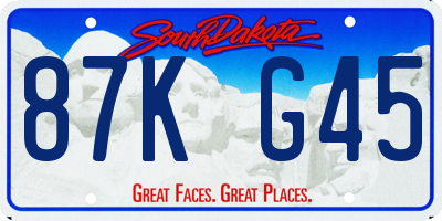SD license plate 87KG45
