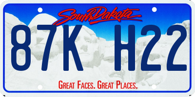 SD license plate 87KH22