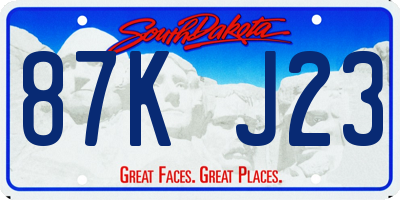 SD license plate 87KJ23