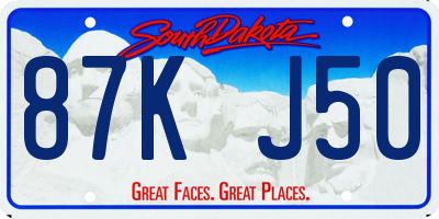 SD license plate 87KJ50