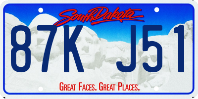 SD license plate 87KJ51