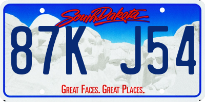 SD license plate 87KJ54